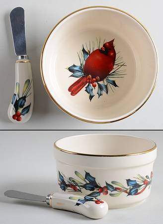 Winter Greetings Dip Bowl & Spreader Set