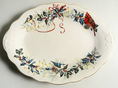 Winter Greetings 13" Oval Carved Platter