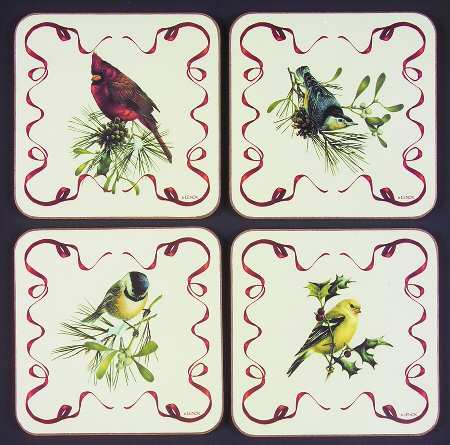 Winter Greetings (4 Pc) Cork Back Square Coaster Set