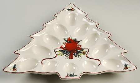 Winter Greetings Tree Shape Deviled Egg Plate