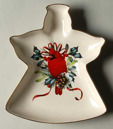 Winter Greetings Angel Figural Open Candy Dish