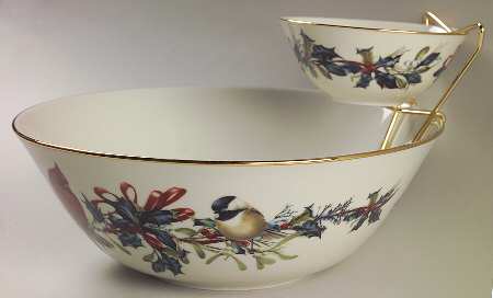 Winter Greetings Tier Bowl Set-2 Bowls and Metal Holder