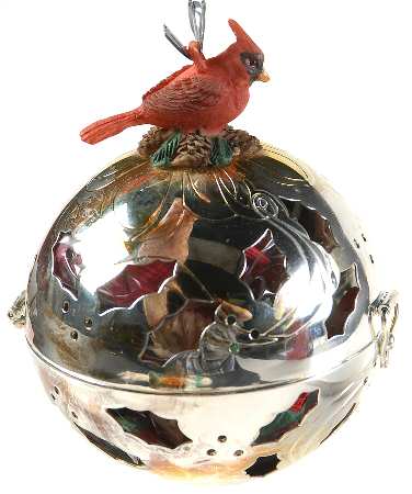 Winter Greetings Silverplate Giving Ball Ornament