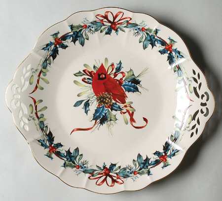 Winter Greetings Pierced Cake Plate