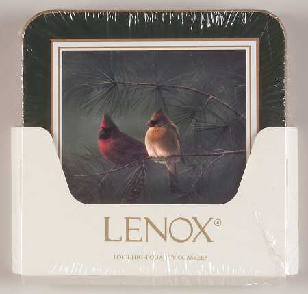 Winter Greetings Square Corkback Coaster - Set of 4