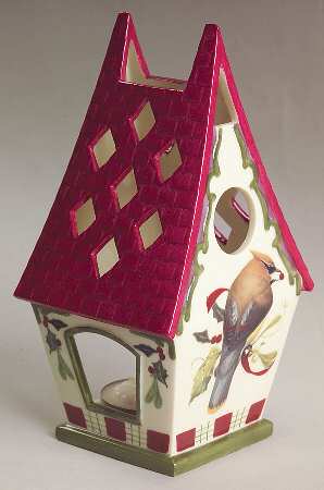 Winter Greetings Birdhouse Votive Candleholder