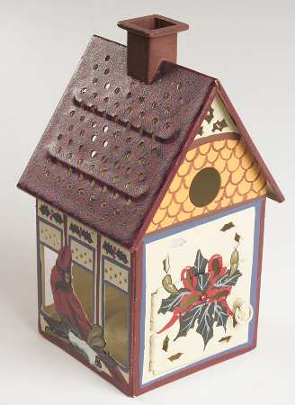 Winter Greetings Birdhouse Votive Candleholder