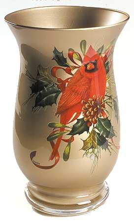 Winter Greetings Decoupage Glassware Hurricane