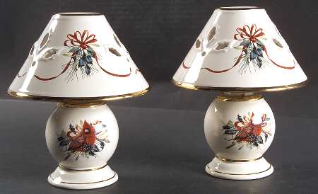 Winter Greetings Tea Light Lamps & Shade - Set of 2