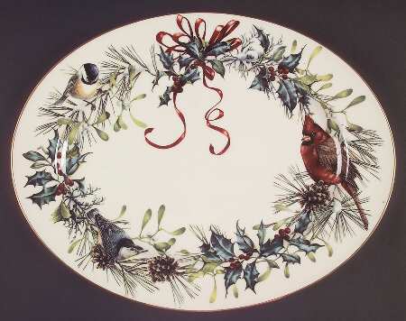 Winter Greetings 16" Oval Serving Platter