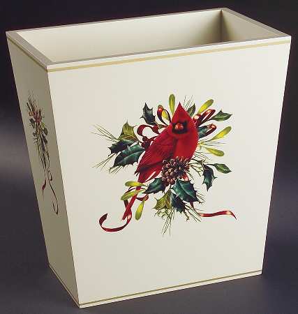 Winter Greetings Waste Basket Wood