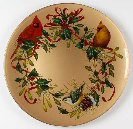 Winter Greetings Round  Decoupage Glassware Platter
