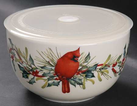 Winter Greetings Large Ceramic Bowl & Plastic Lid