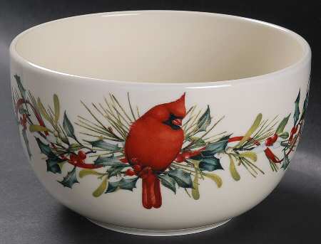 Winter Greetings Large Ceramic Bowl No Plastic Lid
