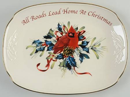 Winter Greetings Oblong Tray 14"