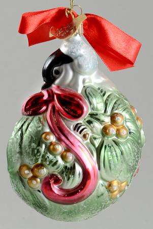 Winter Greetings Glassware Ball Ornament Chickadee