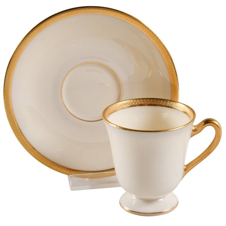 Windsor (Gold Backstamp) Footed Demitasse Cup & Saucer Set by Lenox