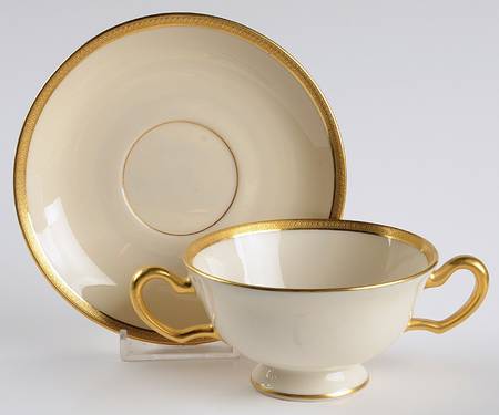 Windsor (Green Backstamp) Footed Bouillon Cup & Saucer