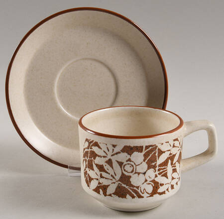Woodspice (Trim On Edge) Flat Cup & Saucer Set