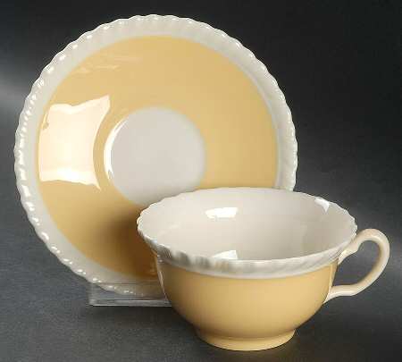 Gadroon Yellow (Rim) Flat Cup & Saucer Set