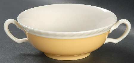 Gadroon Yellow (Rim) Flat Cream Soup Bowl