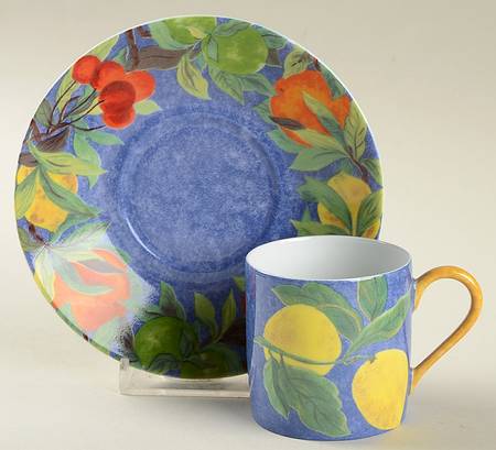 Jardin Bleu Flat Demitasse Cup & Saucer Set