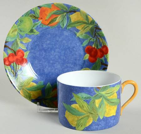 Jardin Bleu Flat Cup & Saucer Set