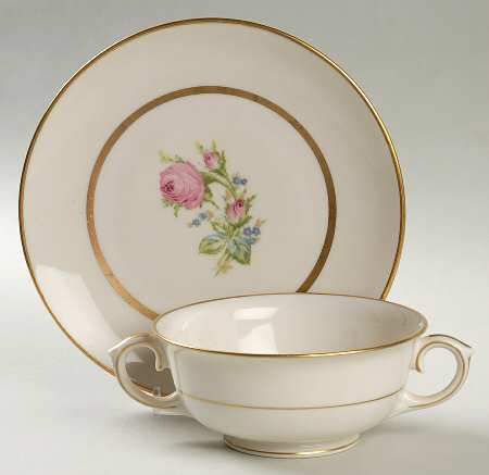 Betty Lou Footed Cream Soup Bowl & Saucer Set
