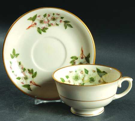 Dogwood Footed Cup & Saucer Set