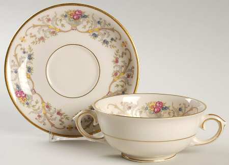 Dorothea Footed Cream Soup Bowl & Saucer Set