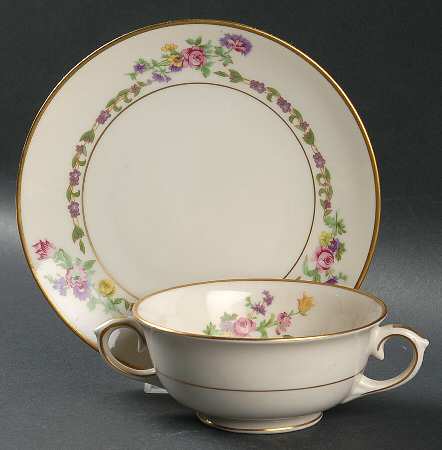 Doris Footed Cream Soup Bowl & Saucer Set