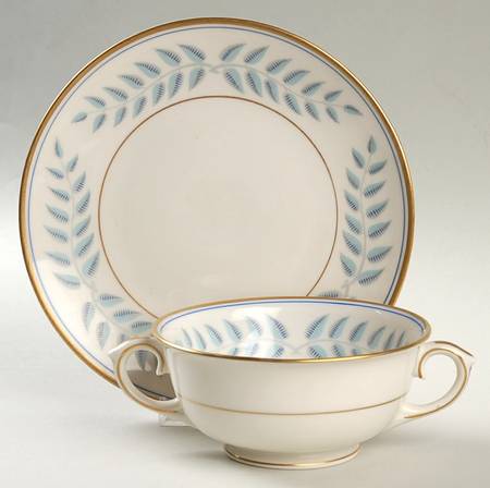 Empire Footed Cream Soup Bowl & Saucer Set