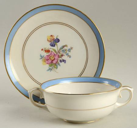 Hawthorne Footed Cream Soup Bowl & Saucer Set