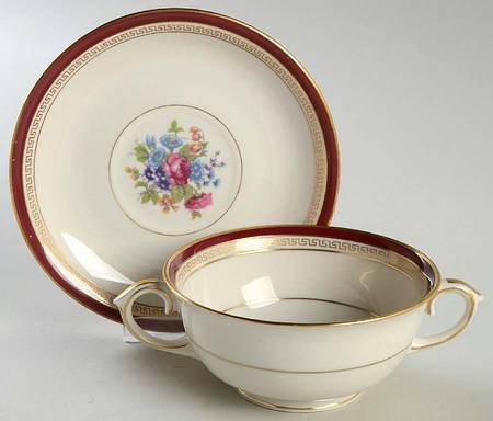 Hiawatha Footed Cream Soup Bowl & Saucer Set