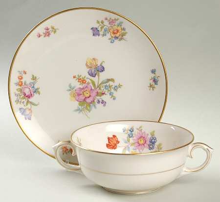 Linda Lee Footed Cream Soup Bowl & Saucer Set