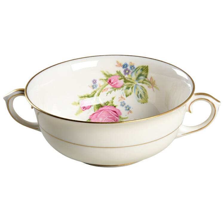 Moss Rose Footed Cream Soup Bowl