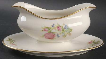 Moss Rose Gravy Boat with Attached Underplate