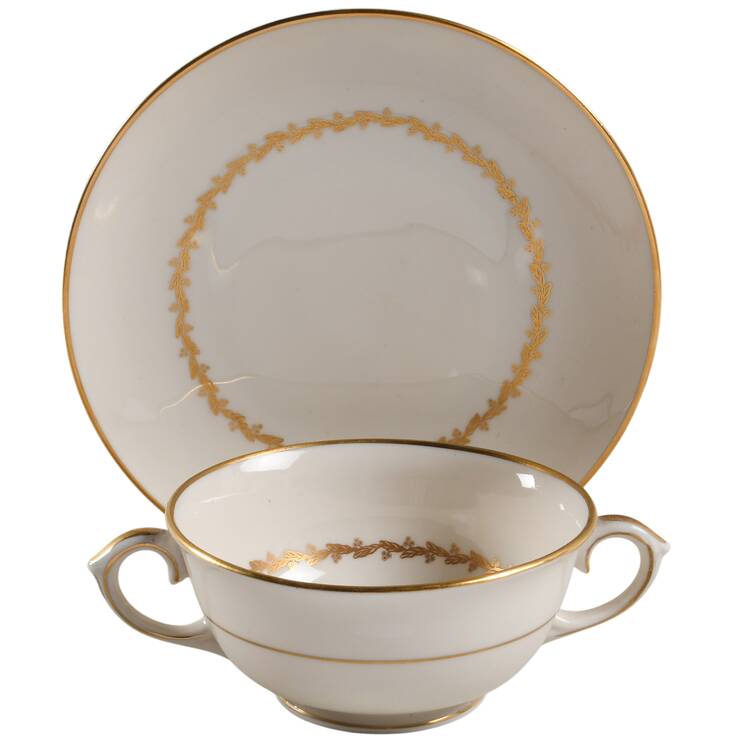 Mt. Vernon Footed Cream Soup Bowl & Saucer Set