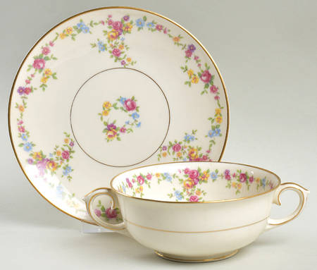 Peggy Shippen Footed Cream Soup Bowl & Saucer Set
