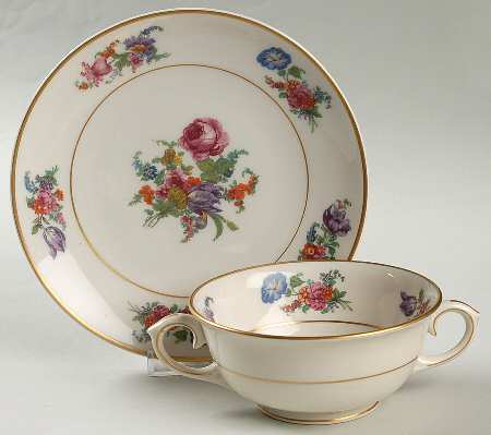Plymouth Footed Cream Soup Bowl & Saucer Set