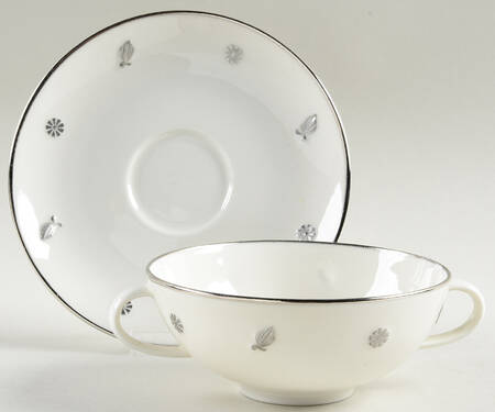 Rena Platinum Footed Cream Soup Bowl & Saucer Set