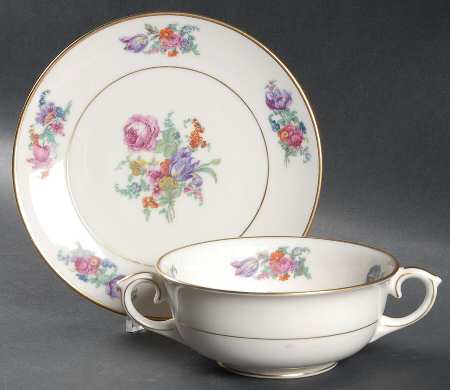 Rita Maria Footed Cream Soup Bowl & Saucer Set