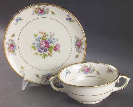 Rose of Lamberton Footed Cream Soup Bowl & Saucer Set