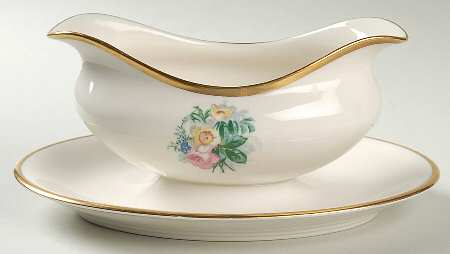 Spring Garden Gravy Boat with Attached Underplate