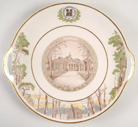 Washington & Jefferson College Handled Cake Plate