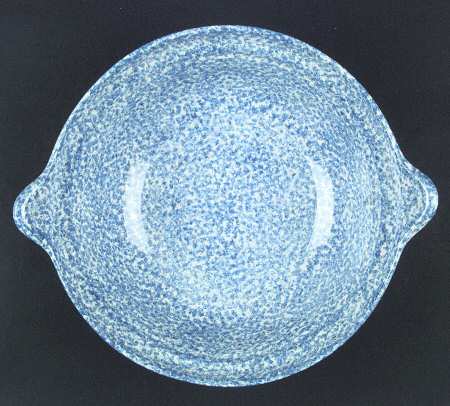 Blue Stipple 11" Round Handled Bowl