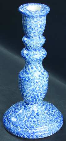 Blue Stipple Tall Candlestick