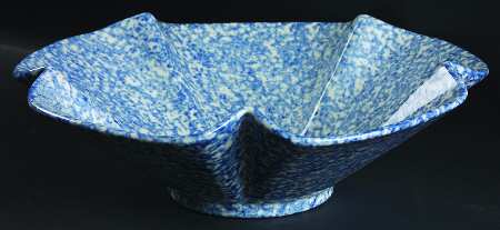 Blue Stipple Medium Round Fluted Bowl