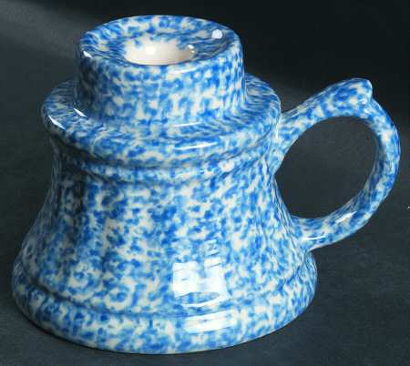 Blue Stipple Hurricane Lamp No Globe