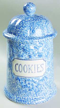 Blue Stipple Cookie Jar & Lid